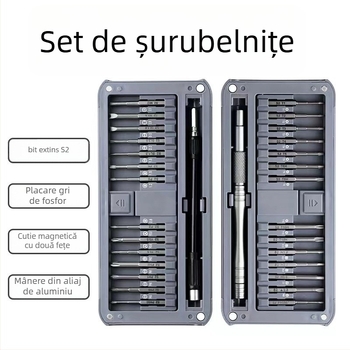 Set de șurubelnițe magnetice 30 în 1, cu vârfuri S2, din oțel 45#