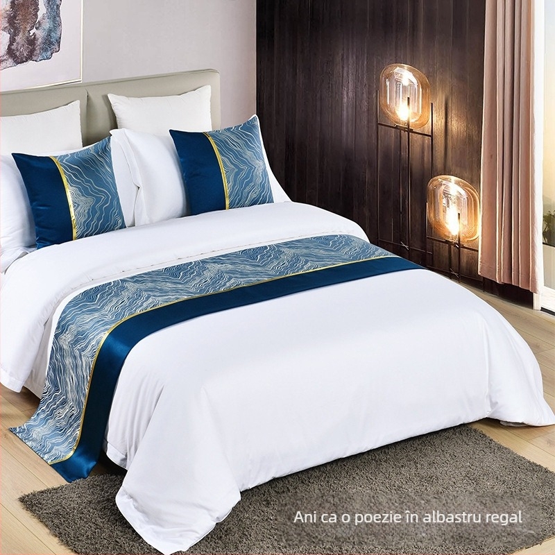 Șal pentru marginea patului și pernă – stil minimalist modern, model geometric abstract, stil hotelier, personalizare disponibilă, calitate de primă clasă