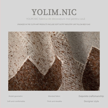 Cuvertură pentru marginea patului cu ciucuri Jacquard, stil modern simplu, model geometric abstract, țesătură în stil hotel — Material: Altul