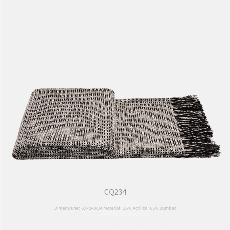 Pătură pentru canapea cu dungi, din amestec de bumbac și poliester, stil hotelier