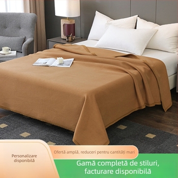 Pătură polar dublu fațetă din poliester, culoare solidă, 180x200-220 cm, iarnă, pentru hoteluri și pensiuni