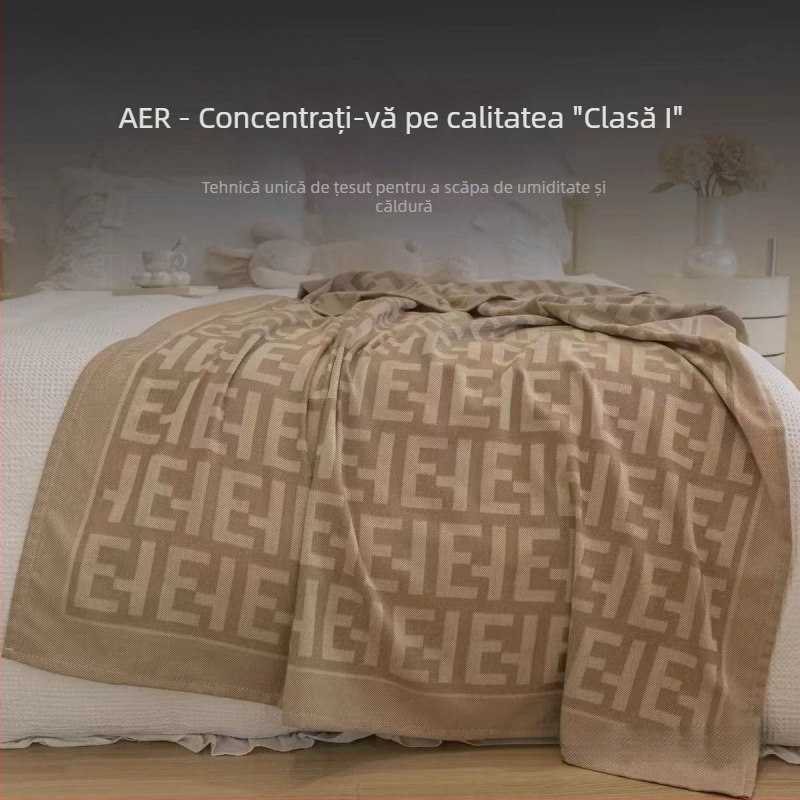 Cuvertură de voiaj anti-pliuri, fleece coral gros, model geometric, poliester, personalizabilă