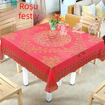 Față de masă pătrată din PVC, stil chinezesc nou, groasă și impermeabilă, pentru mese de conferințe și birouri (PVC, pătrată, groasă, impermeabilă)