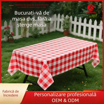 Jinshun față de masă de unică folosință - PEVA, model în carouri, formă pătrată, grosime 0,03 mm