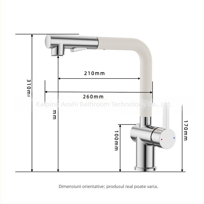 Robinet de bucătărie 3 în 1 pentru purificarea apei, din cupru integral, cu țeavă PEX retractabilă, model S08, supapă cu disc ceramic