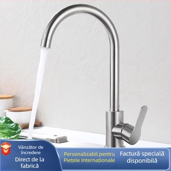 Robinet de bucătărie electric pentru apă caldă și rece, din oțel inoxidabil, model 11629, finisaj periat, mecanism cu disc ceramic