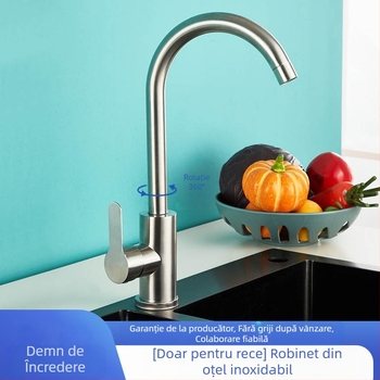 Robinet bucătărie din oțel inoxidabil – apă caldă electrică, finisaj șlefuit, robinet cu disc ceramic, model 11629