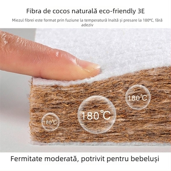 Saltea pentru bebeluși din fibră de cocos naturală 3E, husă din bumbac 100%, pentru pat de 0,9 m, pentru sugari și copii