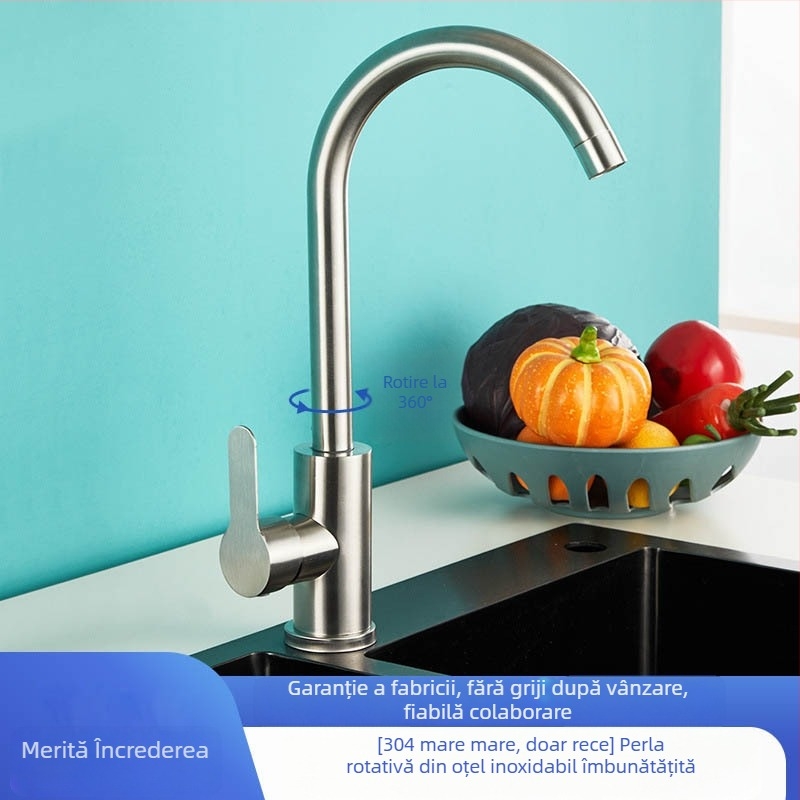 Robinet de bucătărie pentru apă caldă și rece, din oțel inoxidabil, stil light luxury, modelul 11629, robinet electric pentru apă caldă