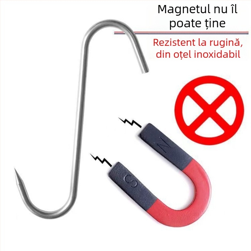 Cuier S din oțel inoxidabil pentru perdea, inel cu gaură circulară, capacitate 1 kg