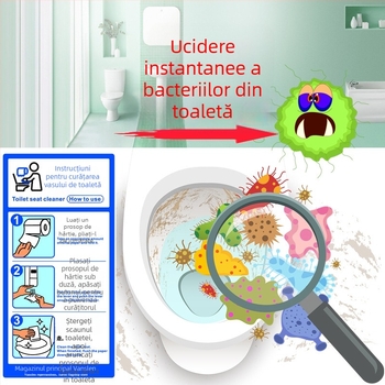 Dispozitiv de dezinfectare pentru scaunul de toaletă public, montaj pe perete, corp din plastic, finisaj vopsit, acționare manuală