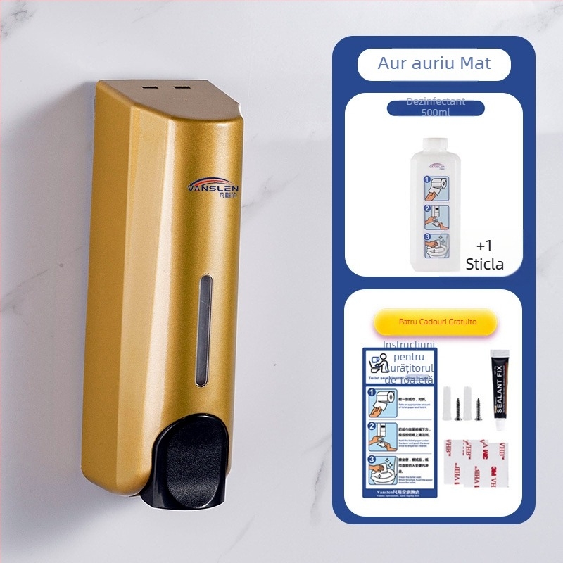 Dispozitiv de dezinfectare pentru scaunul de toaletă public, montaj pe perete, corp din plastic, finisaj vopsit, acționare manuală