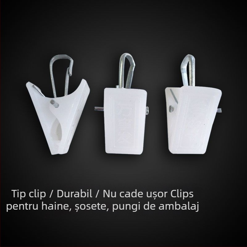 Clip uscat din plastic cu cârlig pentru lenjerie, șosete și tricou (Fără pliere; Model: Altul; Ambalaj standard)