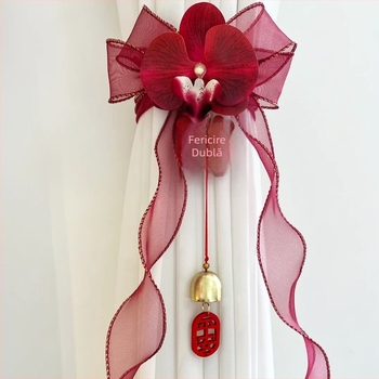 Decorațiune pentru camera de nuntă: ghirlandă pentru perdea cu flori artificiale, pandantiv cu dublă fericire, brand Lock Beauty Home, neimportat, categorie: cuvinte de fericire