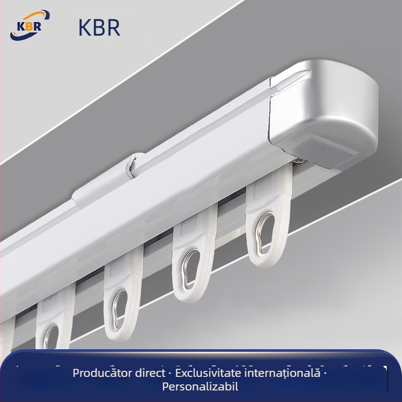 Bară de perdele din aluminiu telescopic, șină dreaptă, alunecare invizibilă, nano-liniște, model 20/23