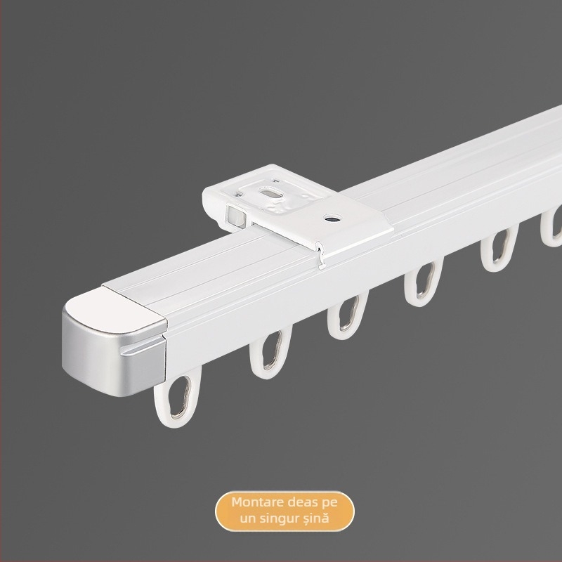 Bară de perdele din aluminiu telescopic, șină dreaptă, alunecare invizibilă, nano-liniște, model 20/23