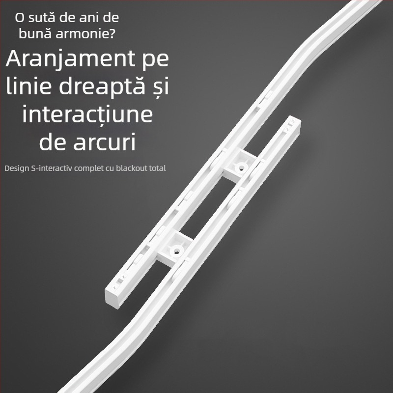 Șină de perdeu finisată, grafen, glisare silențioasă, arc transversal orizontal reglabil, model SI standard