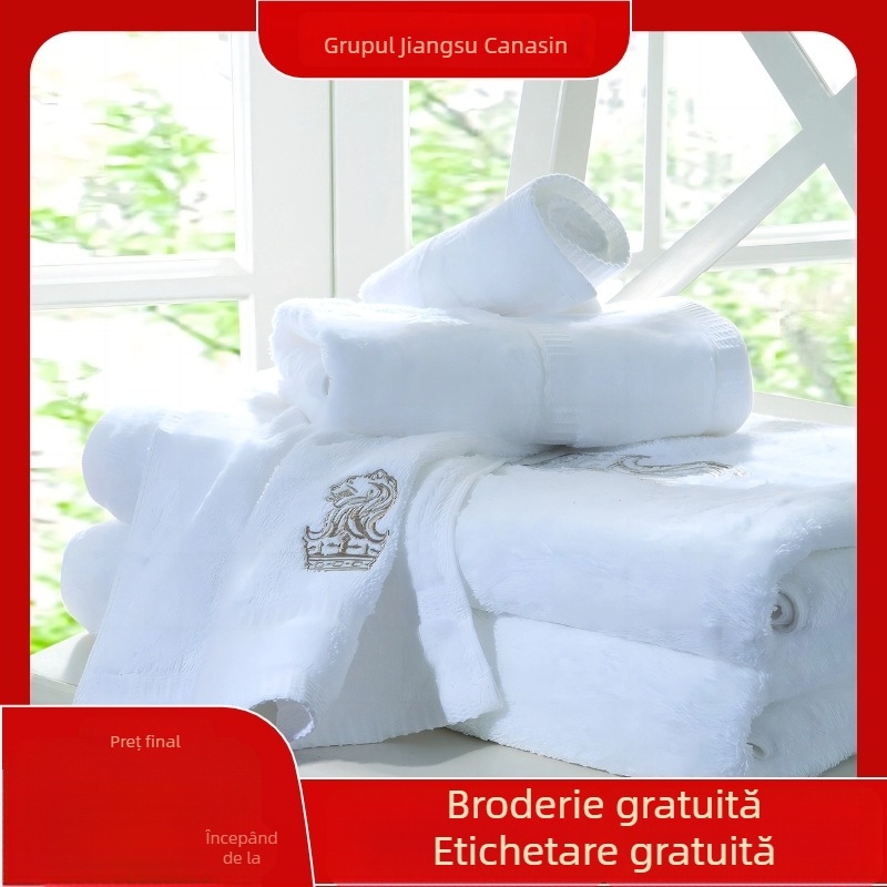 Prosoape de hotel, 100% bumbac, fir simplu 16s, finisaj tiv, textură spirală, 50–60 g, absorbție înaltă