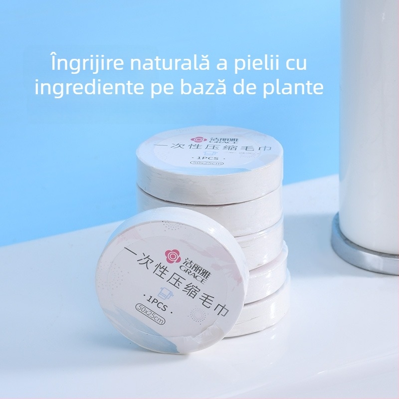 Prosop de față comprimabil, din fibră vegetală, peste 50 g, brand Grace/Jielia, prosop de călătorie și pentru hoteluri, pătrat portabil