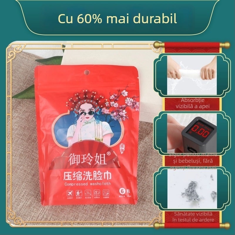 Prosop facial comprimat, de unică folosință — fibră de vâscoză, 100% fibre vegetale; 50 g+; Sister Yuling; demachiere