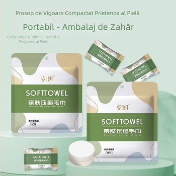 Prosop de față comprimat, de unică folosință, din bumbac pur, 50 g sau mai mult, marcă Yanda