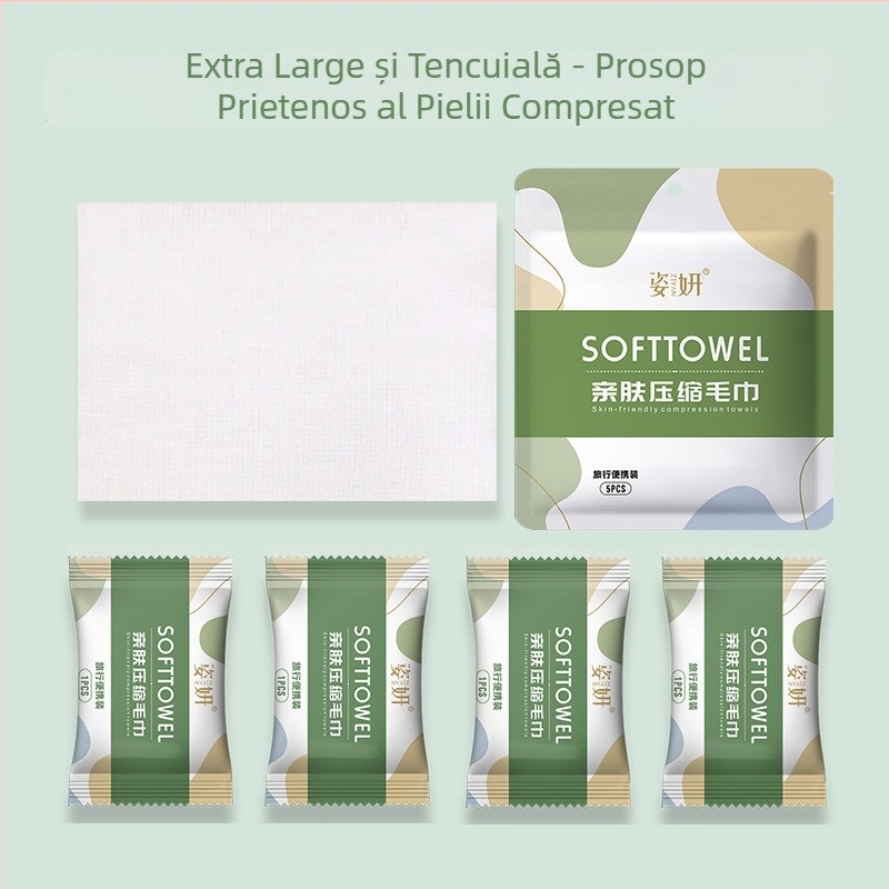 Prosop de față comprimat, de unică folosință, din bumbac pur, 50 g sau mai mult, marcă Yanda