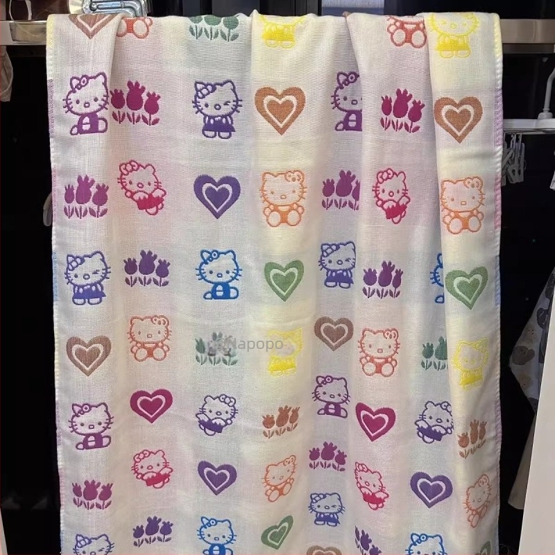 Cartoon Cat Prosop de baie pentru bebeluți, 100% bumbac, sub 50 g, 90% fibre / 10% bumbac, foarte absorbent