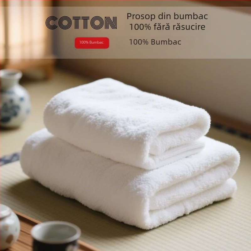 Prosop de baie stil Japonez din bumbac - țesătură simplă, 32 fire, 100-120 g/m², pentru uz casnic și hotelier