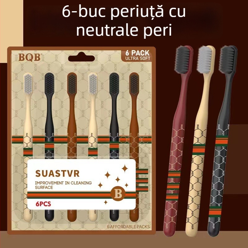 First Benefit Set cadou: Periuțe de dinți manuale, set de 6 cu peri moi ultra și 3 prosoape din bumbac 100%