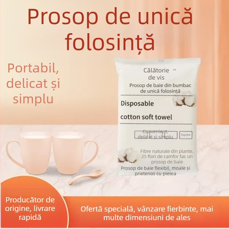Prosop de baie de unică utilizare - fibră de bambus, 100% bumbac, 80 g/m², absorbție 0–5 s, ambalaj individual