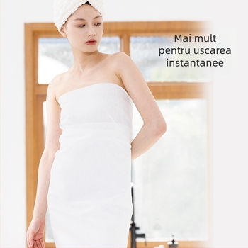 Prosop de baie comprimat, de unică folosință, ambalat individual pentru călătorii, prosop de față extra gros; 100% fibră de celuloză regenerată; fibre vegetale; absorbție rapidă 0–5 s.