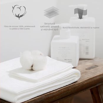 Prosop de baie și prosop de față, de unică folosință – extra gros, 70% fibre de viscose, 30% material nețesut, absorbție 5–10 s