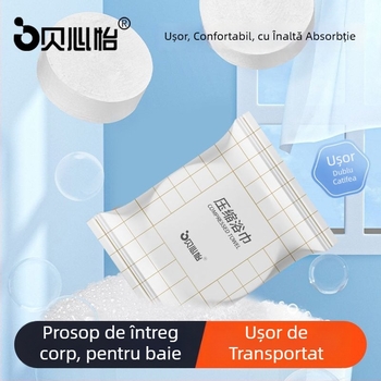 Beixinyi Prosop de baie comprimat, cu model carouri - de unică folosință, din fibre vegetale, absorbție 0-5 s