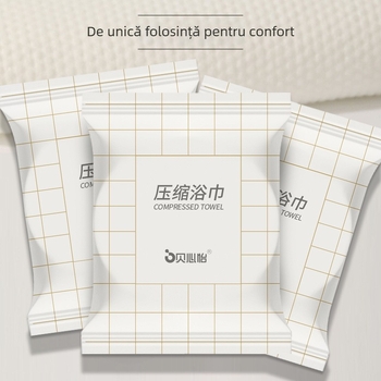 Beixinyi Prosop de baie comprimat, cu model carouri - de unică folosință, din fibre vegetale, absorbție 0-5 s