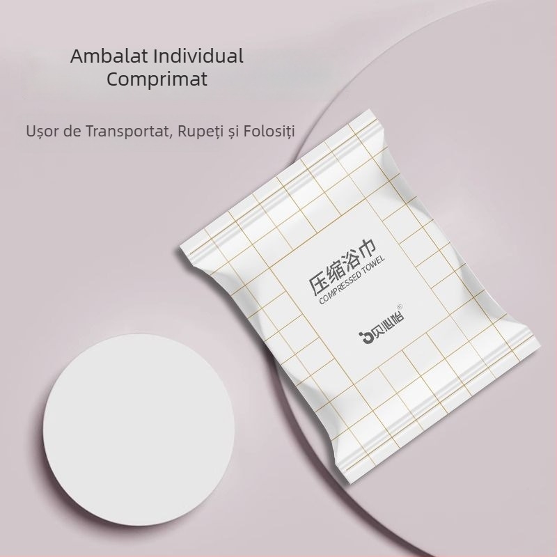 Beixinyi Prosop de baie comprimat, cu model carouri - de unică folosință, din fibre vegetale, absorbție 0-5 s