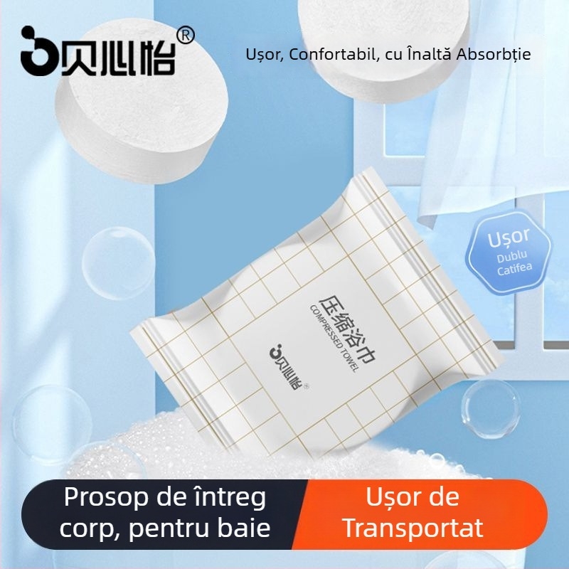 Beixinyi Prosop de baie comprimat, cu model carouri - de unică folosință, din fibre vegetale, absorbție 0-5 s