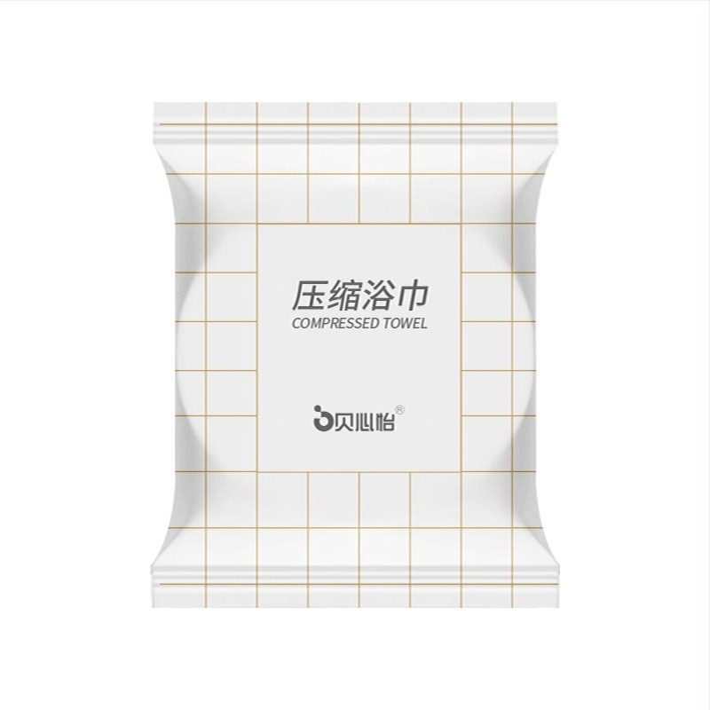 Beixinyi Prosop de baie comprimat, cu model carouri - de unică folosință, din fibre vegetale, absorbție 0-5 s