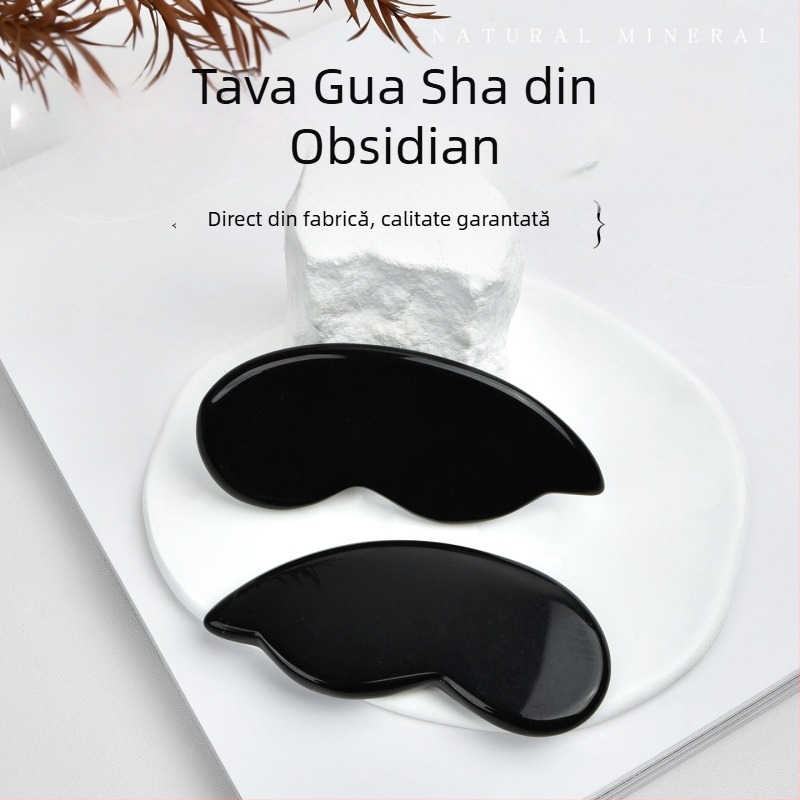 Piată de masaj din obsidian, piatră naturală de cristal brut, cod produs Zj34, marcă Sgj shi guangji, stil modern minimalist