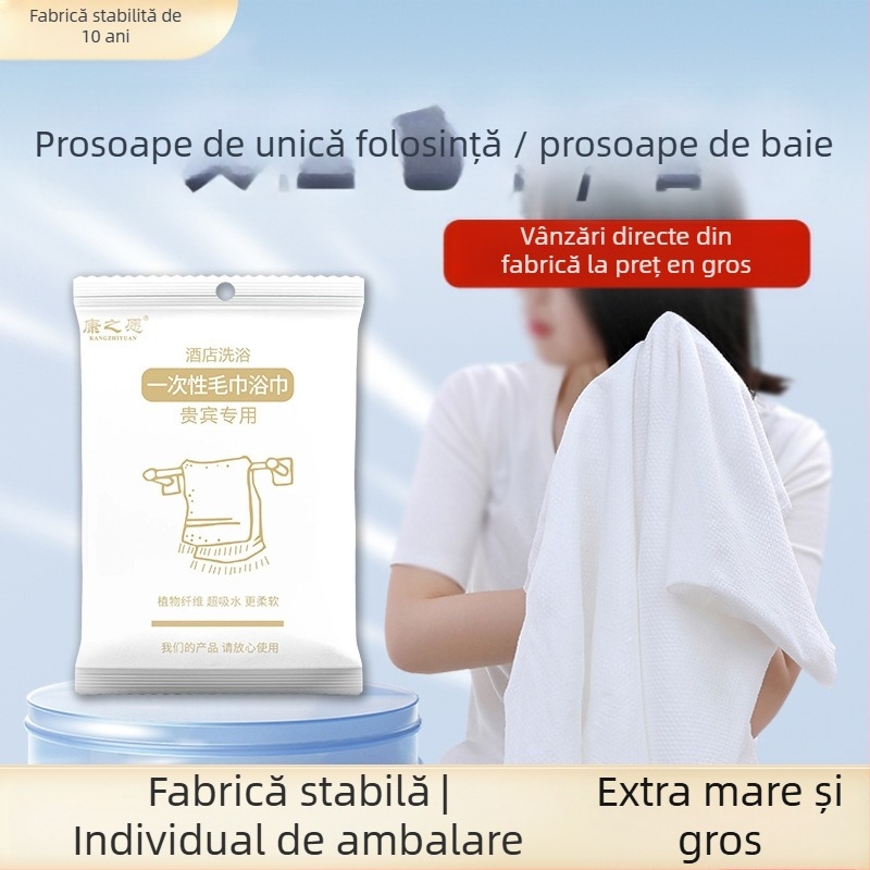 Prosoape de baie de unică folosință, îngroșate pentru călătorii, ambalate individual, din amestec Kapok, absorbție 26–30 s, pentru hoteluri și pensiuni