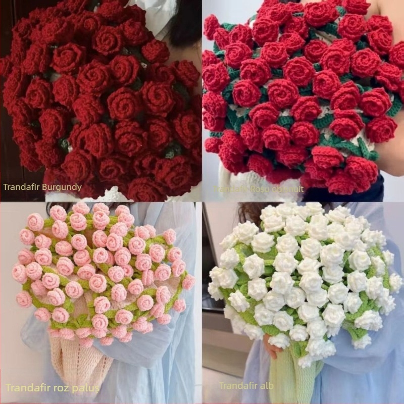 Cuvertură tricotată manual, buchet inimă, lână, fleece coral, stil etnic, primăvară-toamnă, calitate întâi