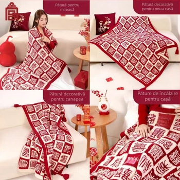 Pătură tricotată pentru odihnă la birou, 800–999 g, potrivită pentru toate sezoanele, personalizabilă, stil chinezesc