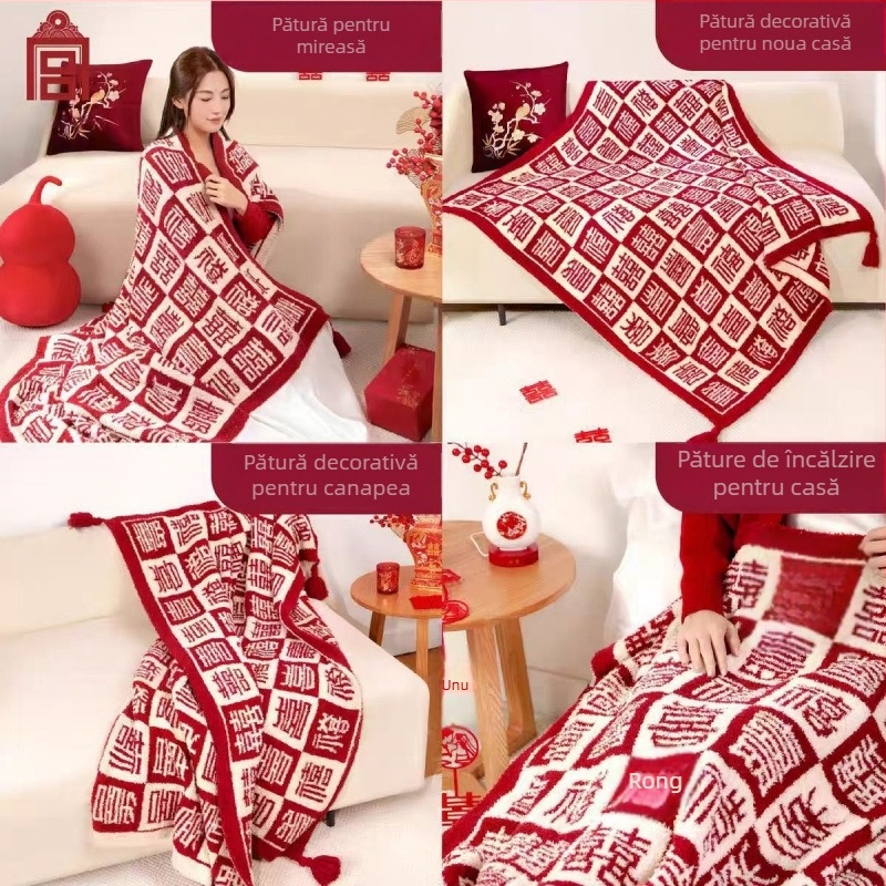 Pătură tricotată pentru odihnă la birou, 800–999 g, potrivită pentru toate sezoanele, personalizabilă, stil chinezesc