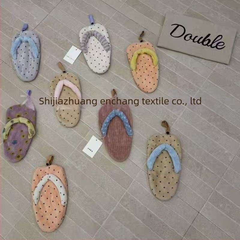 Prosop de mână pentru baie, fleece coral, îngroșat și moale, cu design de atârnare, cu cârlig