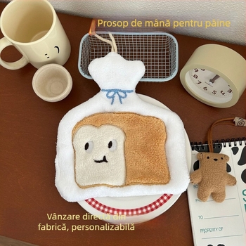 Prosop de mână din coral fleece cu design de agățare; 150D; broderie; super absorbent; greutate peste 200 g