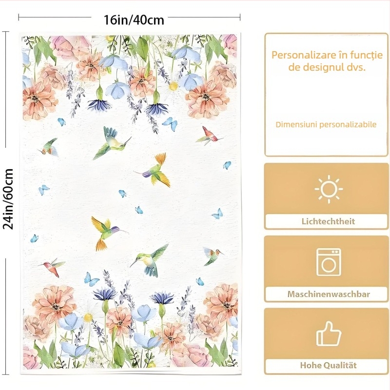 Prosop de bucătărie din microfibră cu imprimeu, țesătură simplă, margine cu cârlig — 150d fire, 50–80 g, Prosop de mână