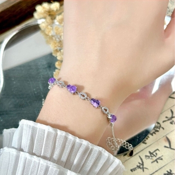 Brățară cu cristale de ametist, formă de dovleac, placare electroplată, bijuterie de mână pentru femei, stil luxos