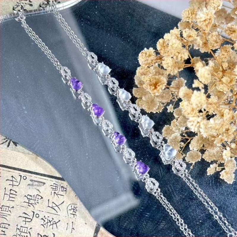 Brățară cu cristale de ametist, formă de dovleac, placare electroplată, bijuterie de mână pentru femei, stil luxos