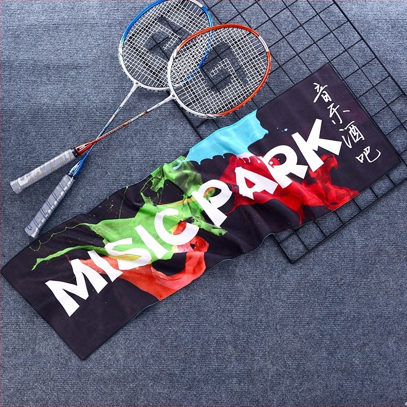 Prosop cu logo imprimat – prosop de față și de baie, 80% poliester, 20% poliamid, fir din fibră compozită, proces de imprimare, 50–80 g