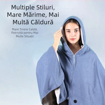 Șal încălzit din grafen cu glugă, alimentare USB, amestec bumbac-nitril, greutate 800–999 g