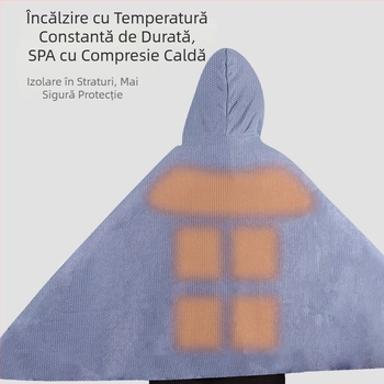 Șal încălzit din grafen cu glugă, alimentare USB, amestec bumbac-nitril, greutate 800–999 g